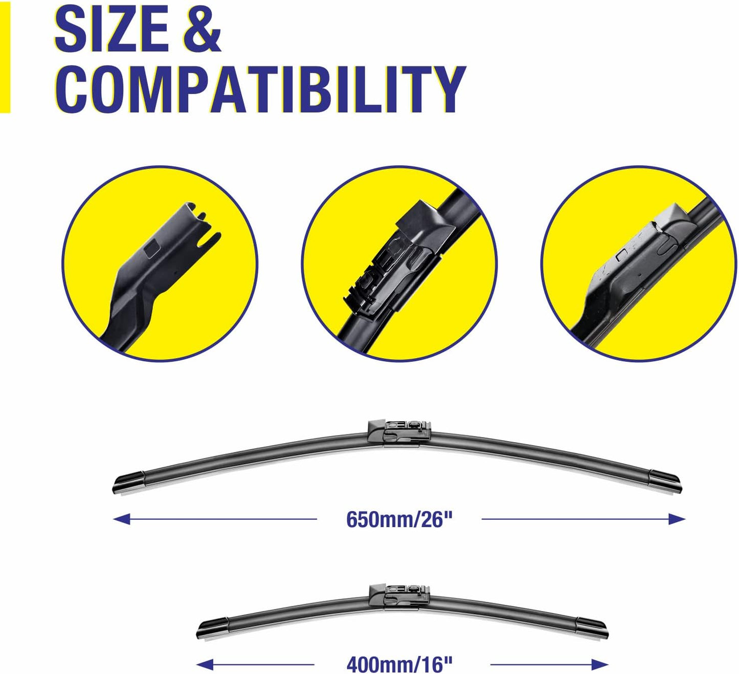 3 Wipers 26"/16"/12" Replacement For SUBARU CrossTrek 2023 2022 2021 2020 2019 2018 Impreza 2023-2017 wiper blades(Set of 3), 26 Inch+16 Inch Windshield Wiper Blades with 12 Inch Rear Wiper Blade