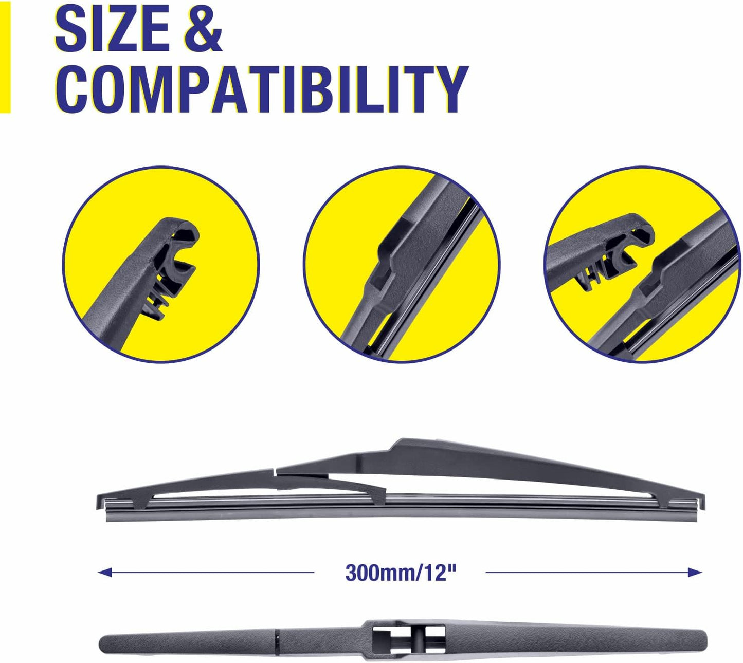 5 PLUS 12" Rear Wiper Blades Replacement For TOYOTA RAV4 2023-2019,2012-2001, Highlander 2019-2001,Land Cruiser 2019-2013,2011-2008, Yaris 2019,11-06 Venza 14-09, BACK Windshield Wiper Blades(12-A)