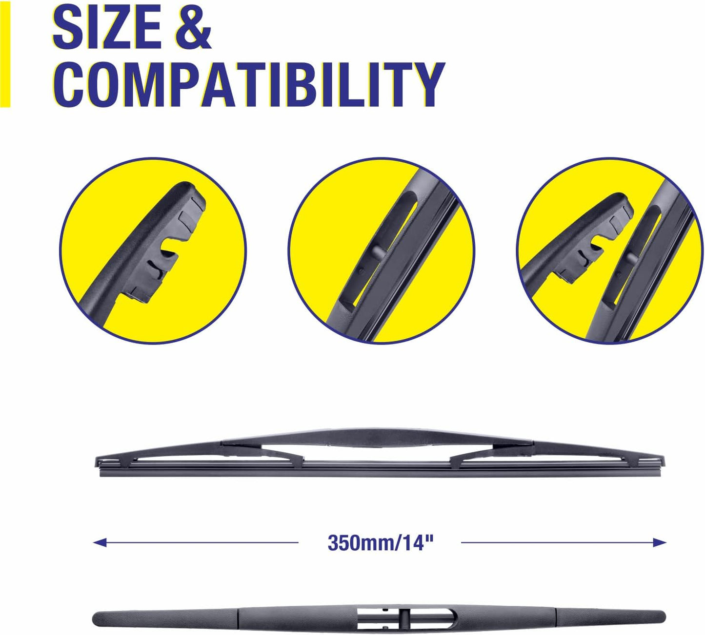 5 PLUS Rear Wiper Blade 14 inch (14-B), Replacement for Honda CRV 2011-2007 Fit 2020-2007 Pilot 2020-2016,2008-2003 /Acura RDX 2018-2007 MDX 2020-2014 Back Windshield Wiper Blade +More