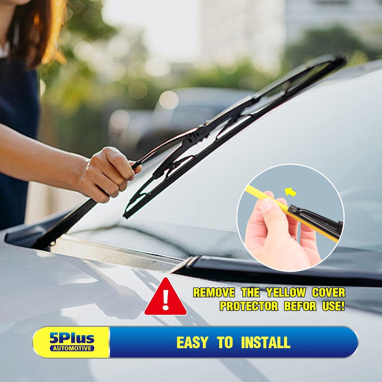 5 PLUS® 22" Wiper Blades 2 Pack Replacement for Ford F150 F250 F350 F450 F550 2023 2022 2021 2020 2019 2018 2017 2016 2015 2014 2013-2009-OEM Quality Premium All-Season Windshield Wiper Blades