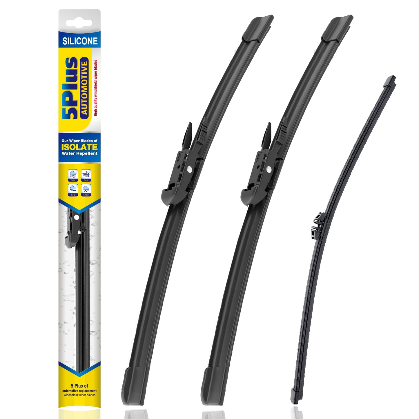 5 PLUS® Silicone Windshield Wipers Replacement for Ford Edge 2015 2016 2017 2018 2019 2020 2021 2022 2023 Wiper Blades(Set of 3),Automotive Replacement Windshield Wiper Blades For My Car-28"/28"/15"