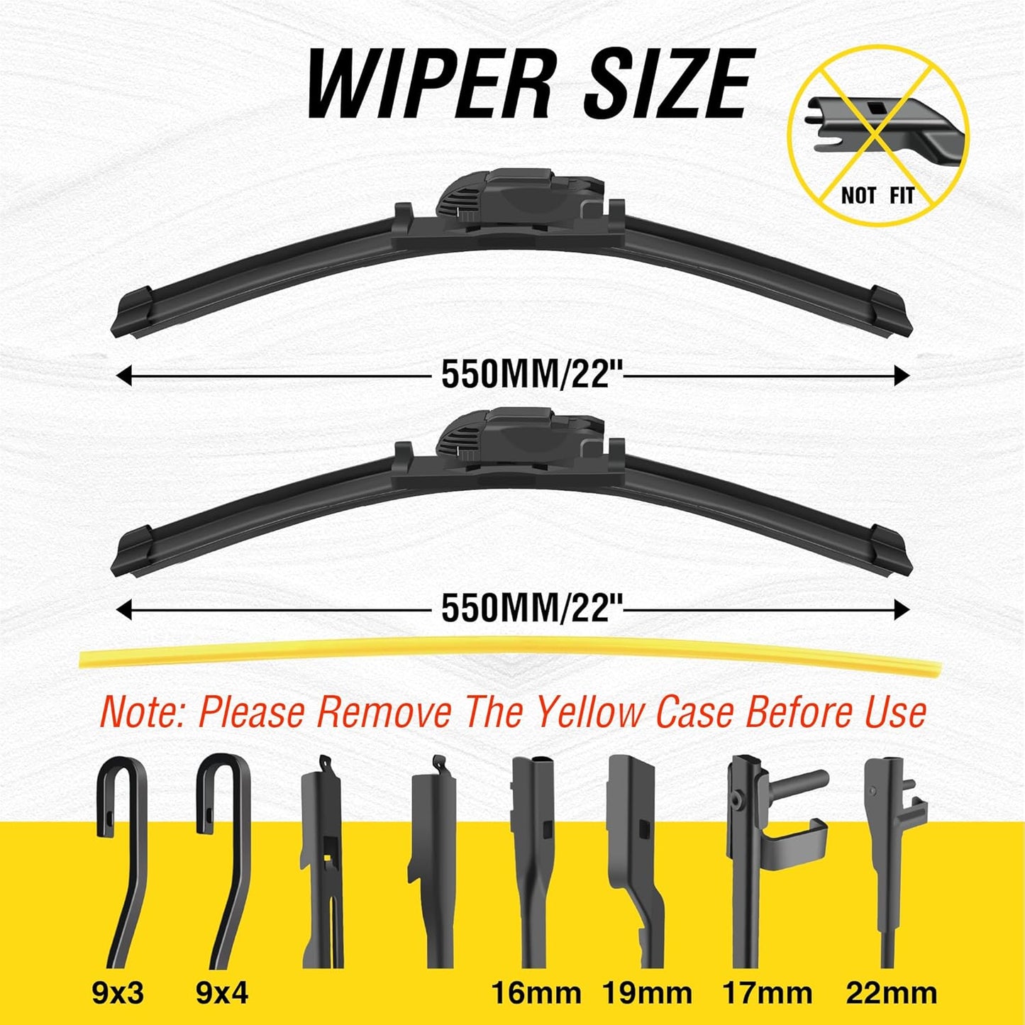 5 PLUS® Windshield Wiper Blades 22 Inch + 22 Inch (2 PACK), Automotive Replacement Windshield Wiper Blades For My Car - OEM Quality Premium All-Season Windshield Wipers