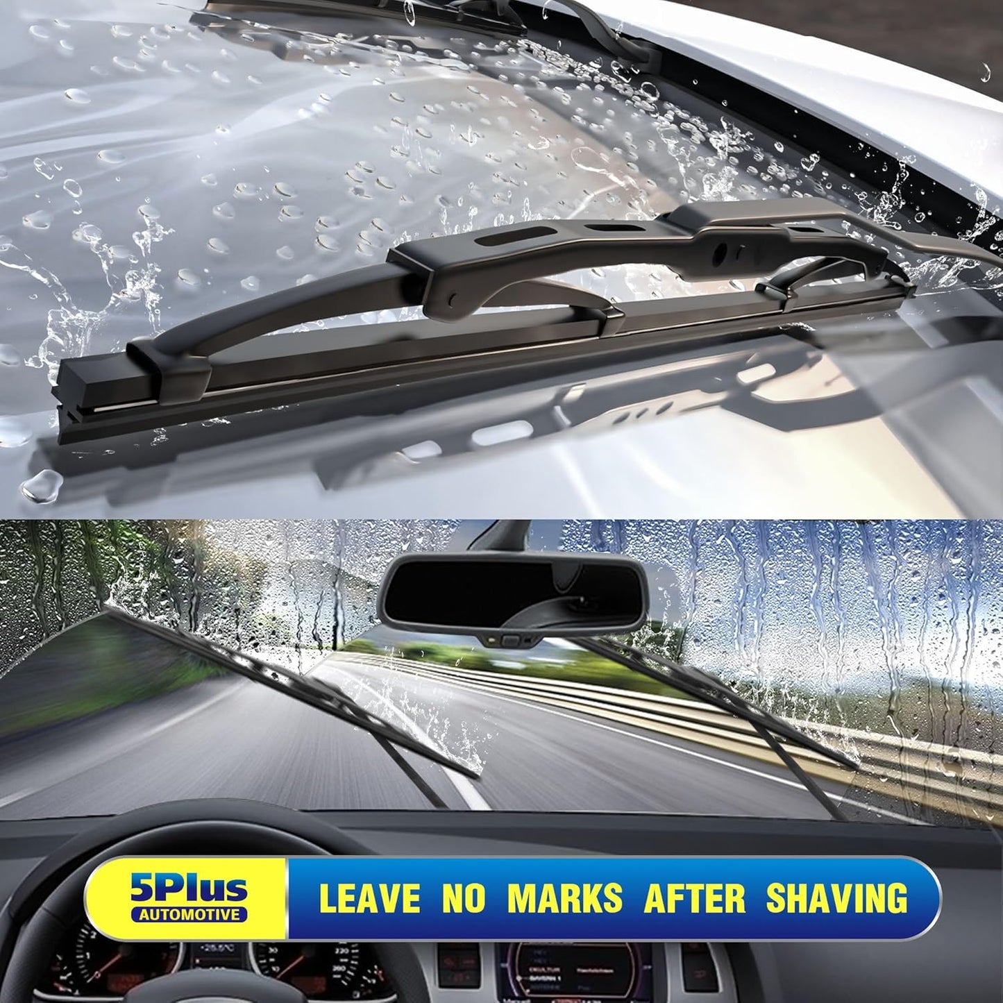 5 PLUS® 22" Wiper Blades 2 Pack Replacement for Ford F150 F250 F350 F450 F550 2023 2022 2021 2020 2019 2018 2017 2016 2015 2014 2013-2009-OEM Quality Premium All-Season Windshield Wiper Blades