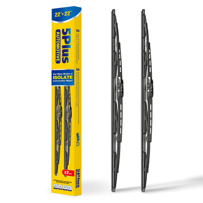 5 PLUS® 22" Wiper Blades 2 Pack Replacement for Ford F150 F250 F350 F450 F550 2023 2022 2021 2020 2019 2018 2017 2016 2015 2014 2013-2009-OEM Quality Premium All-Season Windshield Wiper Blades