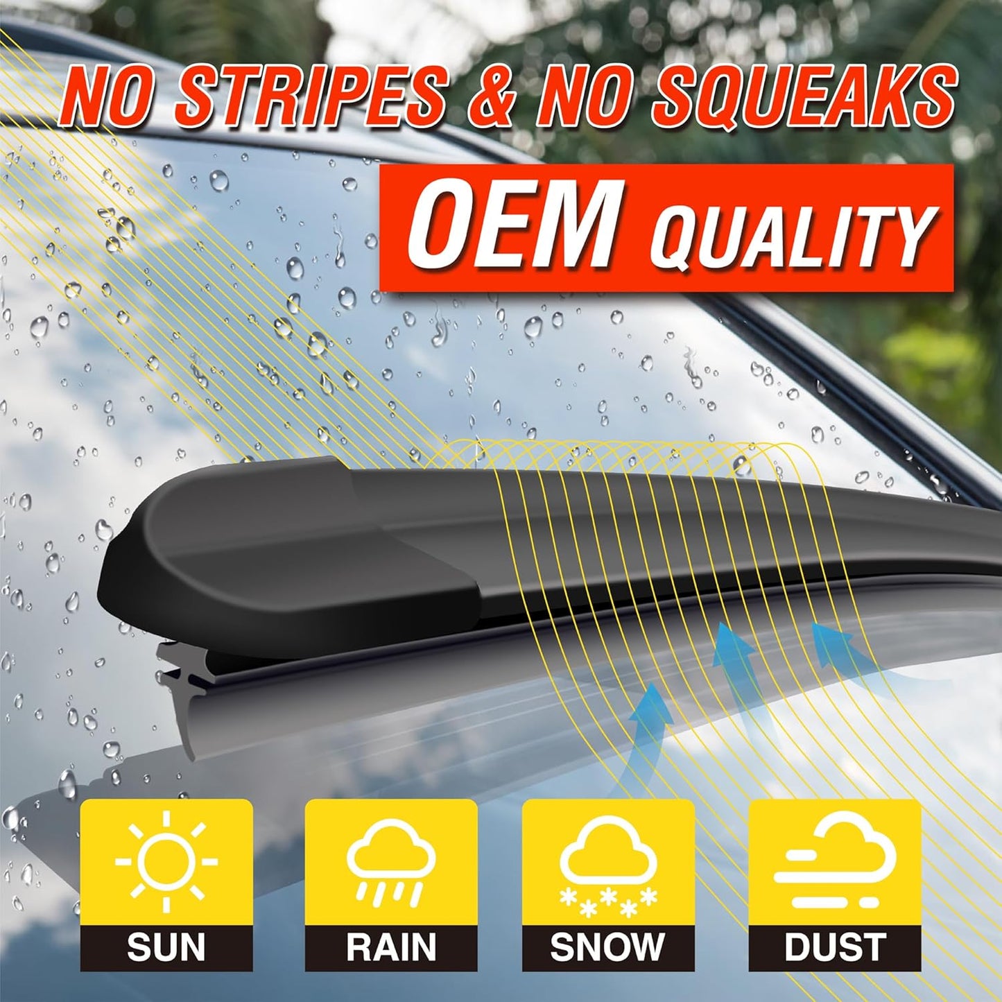 5 PLUS® 26 19 Windshield Wiper Blades(Set of 2), Automotive Replacement Windshield Wiper Blades For 2023-2017 TESLA Model 3 2022-2020 Model Y /2017-2008 Honda Accord Wiper Blades